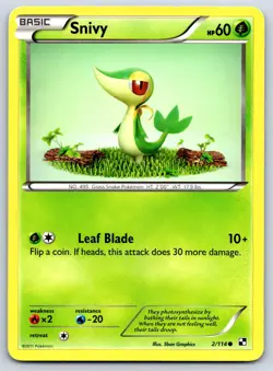 Snivy - Black & White Base Set 2/114 Vintage Pokemon TCG Card MP - Image 1
