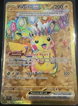 Pokemon Pikachu TCG Hyper Rare Card EX #247/191 Surging Sparks - Image 1