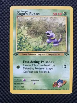 Pokemon Card - Gym Challenge 77/132 - KOGA'S EKANS (common) **1st Edition** - NM - Image 1