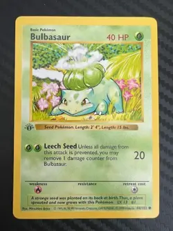 Pokemon TCG Base Set Bulbasaur 1st Edition Shadowless 44/102 LP - Image 1