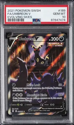2021 POKEMON SWORD & SHIELD EVOLVING SKIES #189 FULL ART/UMBREON V PSA 10 - Image 1