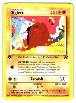 Diglett Pokemon Common Team Rocket 52/82 1st Edition - Image 1