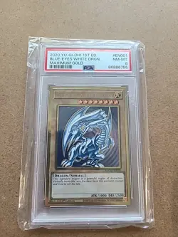 PSA 8 Blue-eyes white Dragon MAGO-EN001 1st Edition Maximum Gold Yugioh - Image 1