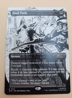 MTG Spider-man Fatal Push (7017) Non-Foil Inked Chase Card Secret Lair NM/MT - Image 3