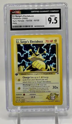 CGC 9.5 Lt. Surge's Electabuzz Gym Heroes 1st Edition 6/132 Holo Pokemon Card - Image 1