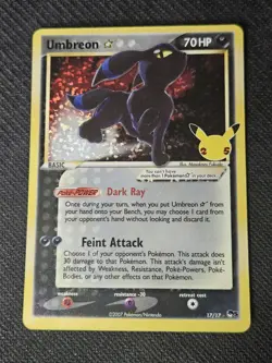 Umbreon Gold Star 17/17 Pokemon TCG Card Celebrations Classic Collection Holo - Image 1