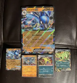 Pokemon Prismatic Evolutions Lucario Tyranitar ex Premium Stamped Promos + Jumbo - Image 1