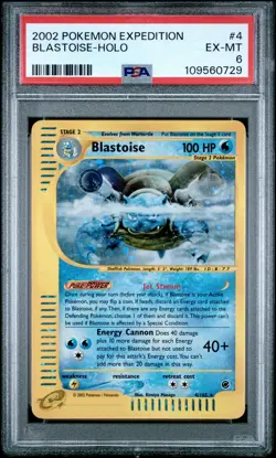 2002 POKEMON EXPEDITION #4 BLASTOISE-HOLO PSA 6 - Image 1