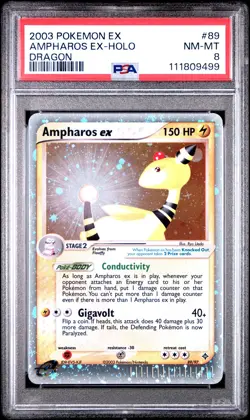 2003 POKEMON EX DRAGON #89 AMPHAROS EX-HOLO PSA 8 - Image 1