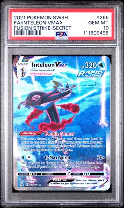 2021 POKEMON SWORD & SHIELD FUSION STRIKE SECRET FULL ART/INTELEON VMAX PSA 10 - Image 1