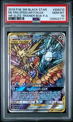 Pokemon Moltres & Zapdos & Articuno GX Hidden Fates ETB FA Promo SM210 PSA 10 - Image 1