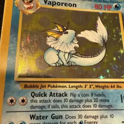 FREE SHIPPING Pokemon TCG Vaporeon Jungle 12/64 Holo Unlimited HP - Image 2