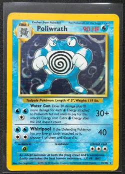 Pokemon 1999 Base Set Poliwrath 13/102 Unlimited English HP/DMG - Image 1