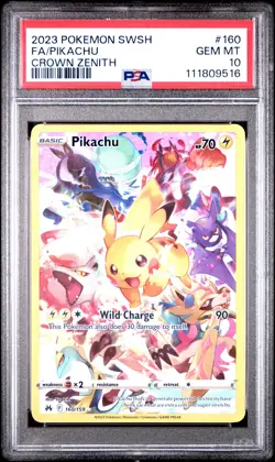 2023 POKEMON SWORD & SHIELD CROWN ZENITH #160 FULL ART/PIKACHU PSA 10 - Image 1