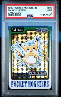 1997 POCKET MONSTERS CARDDASS #025 PIKACHU-PRISM PSA 9 - Image 1