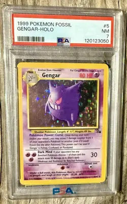Pokemon TCG Gengar #5 Holo Fossil 1999 WOTC PSA NM 7 - Image 1