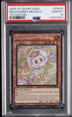 2025 YU-GI-OH! SUDA-SUPREME DARKNESS 1ST ED #EN025 MULCHARMY MEOWLS PSA 10 - Image 1