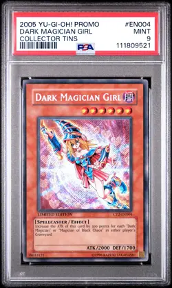 2005 YU-GI-OH! PROMO COLLECTOR TINS #EN004 DARK MAGICIAN GIRL PSA 9 - Image 1