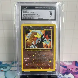CGC 9 MINT Entei 2001 Black Star Movie Promo 34 Reverse Holo Pokemon Card SWIRL - Image 1