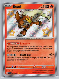 Entei 112/091 Pokemon TCG Sv: Paldean Fates Baby Shiny Rare 2024 NEAR MINT NM - Image 1