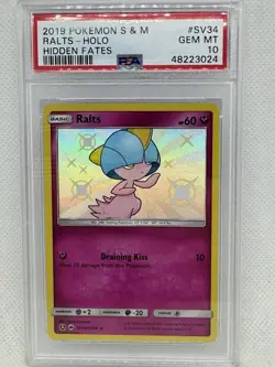 2019 Pokemon Hidden Fates Ralts Holo PSA 10 Gem Mint SV34 - Image 1