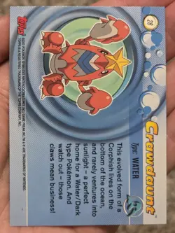 2003 Topps Pokemon Advanced Crawdaunt #28 Holo NM - Image 3