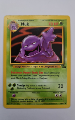 Muk Regular Rare 28/62 Fossil Unlimited - English Vintage Pokemon MP Condition - Image 1