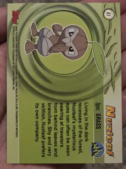 2003 Topps Pokemon Advanced Nuzleaf #61 Holo NM - Image 3