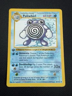 Pokemon Poliwhirl 38/102 1st Edition Shadowless Base Set Card Unplayed Near Mint - Image 1