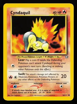 Cyndaquil 56/111 Common Neo Genesis Pokemon Card - Image 1