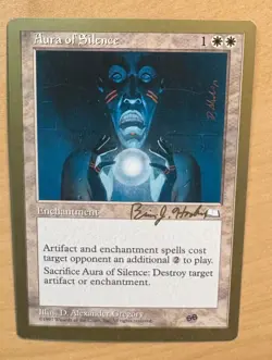 AURA Of SILENCE 1998 MTG World Championship Card Brian Hacker, NM-MT - Image 1