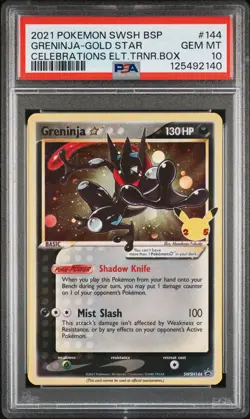 2021 POKEMON SWSH BLACK STAR PROMO #144 GRENINJA-GOLD STAR PSA 10 - Image 1