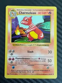 Pokemon TCG Charmeleon Base Set 24/102 Regular Shadowless Uncommon MP - Image 1