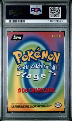 1999 TOPPS POKEMON THE MOVIE EDITION Non-Holo #E6 CHARIZARD PSA 5 - Image 2