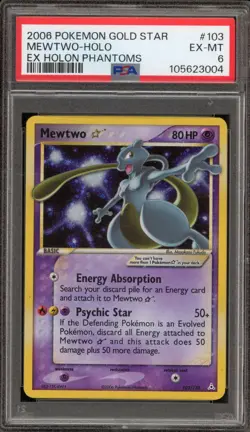 Pokemon Mewtwo Gold Star EX Holon Phantoms Holo Ultra Rare #103 PSA 6 - Image 1