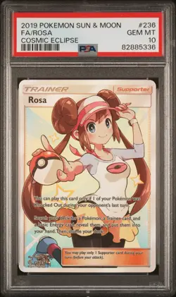 Rosa PSA 10 Cosmic Eclipse Full Art Trainer #236 Pokemon Sun And Moon - Image 1