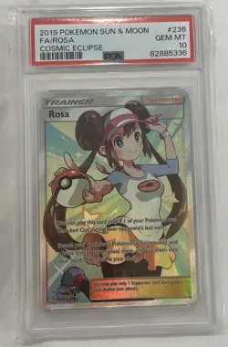Rosa PSA 10 Cosmic Eclipse Full Art Trainer #236 Pokemon Sun And Moon - Image 3