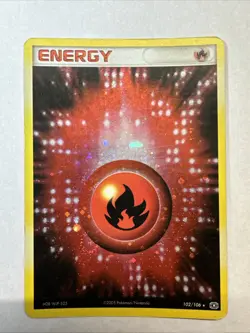 Fire Energy Holo 102/106 ex Emerald 2005 MP Pokemon Card SWIRL - Image 1