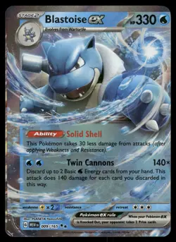 Blastoise ex Miscut Error LP 009/165 Scarlet & Violet 151 Pokemon Card - Image 1