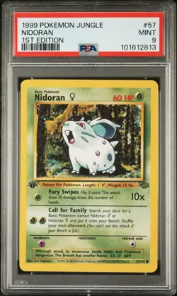 1999 POKEMON JUNGLE 1ST ED #57 NIDORAN PSA 9 - Image 1