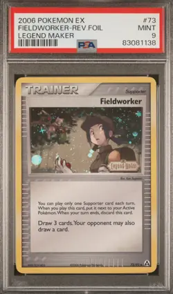 2006 Pokemon EX Legend Maker 73 Fieldworker Reverse PSA 9 Mint - Image 1