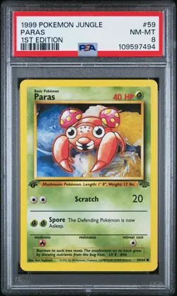 1999 POKEMON JUNGLE 1ST ED #59 PARAS PSA 8 - Image 1