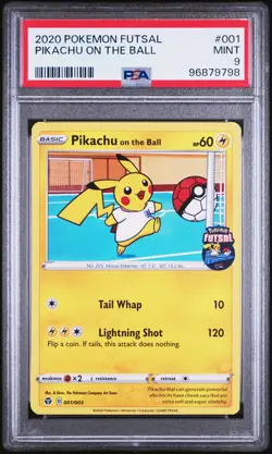 2020 POKEMON FUTSAL #001 PIKACHU ON THE BALL PSA 9 - Image 1