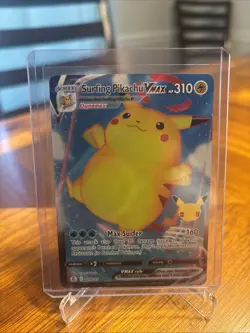 Pokemon Celebrations Surfing Pikachu VMAX Holo Ultra Rare Card 009/025 - Image 1