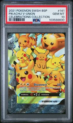 2021 POKEMON SWSH PROMO CELEBRATIONS COLLECTION #141 PIKACHU V-UNION PSA 10 - Image 1