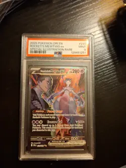 Pokemon 2025 Team Rockets Mewtwo EX SIR 231/182 PSA 9 Fresh Slab - Image 1