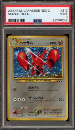 Pokemon Scizor Neo 2 Japanese Holo Rare #212 PSA 9 Mint - Image 1
