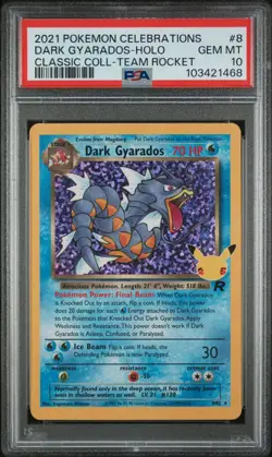 2021 POKEMON CELEBRATIONS CLASSIC COLLECTION #8 DARK GYARADOS-HOLO PSA 10 - Image 1