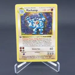 Shadowless Machamp Base Set 8/102 Pokemon Card Holo Rare WOTC Vintage 1999 - Image 1