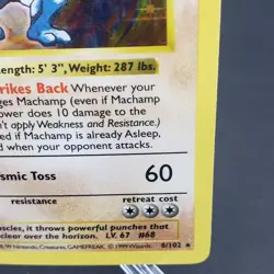Shadowless Machamp Base Set 8/102 Pokemon Card Holo Rare WOTC Vintage 1999 - Image 4